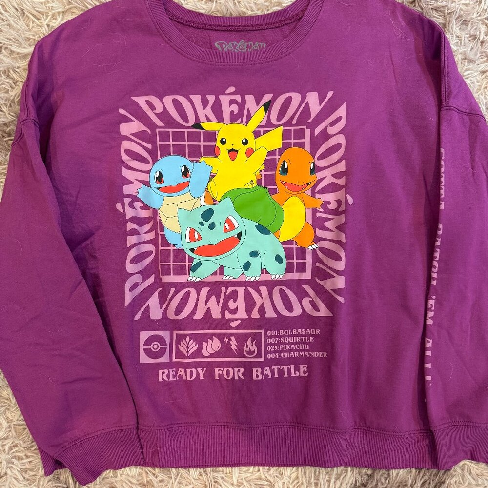 Purple/Pink Pokémon "Ready for Battle" Graphic Sweatshirt